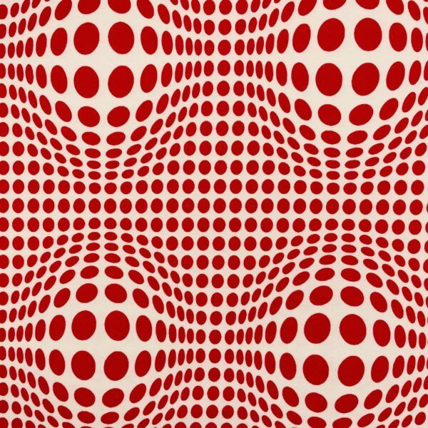 Bomuldsjersey i hvid med røde prikker i mønster