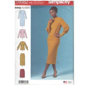 Simplicity 8982 H5 kjole, nederdel og bluse