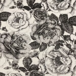 Jersey med roser i grålige nuancer Viskose med polyester og lycra