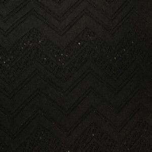 Strikket zig-zag mønstret uld med polyester og nylon, blød kvalitet i sort
