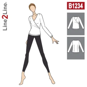 Line2Line-b1234-Bluse med slå om effekt.