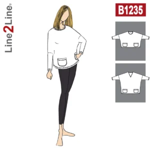 Line2Line-b1235-Oversize bluse med lommer.