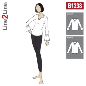 Line2Line-b1238-Bluse med flæseærme og krave.