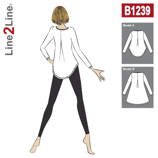Line2Line-b1239-Bluse med wienerlæg i ryggen - stræk.