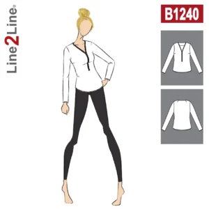 Line2Line-b1240-Bluse med lynlås i halskanten - fast.