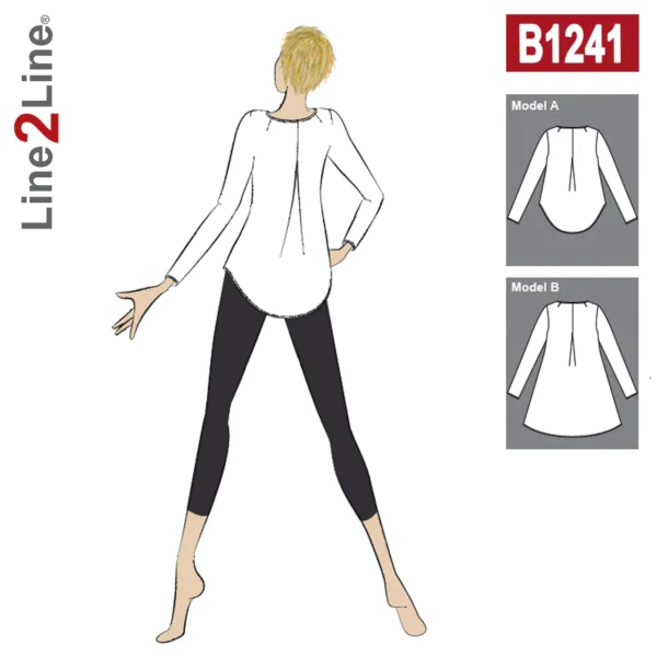 Line2Line-b1241-Bluse med wienerlæg i ryggen - fast