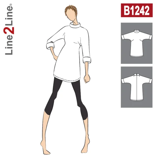 Line2Line-b1242-Tunika med skrå brystindsnit - fast