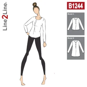 Line2Line-b1244-Bluse med stolpe effekt - fast.