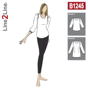 Line2Line-b1245-Bluse med store pufærmer - fast.