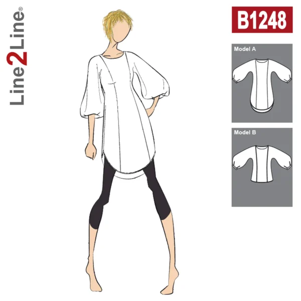 Line2Line-b1248-Tunika med grafiske ballonærmer