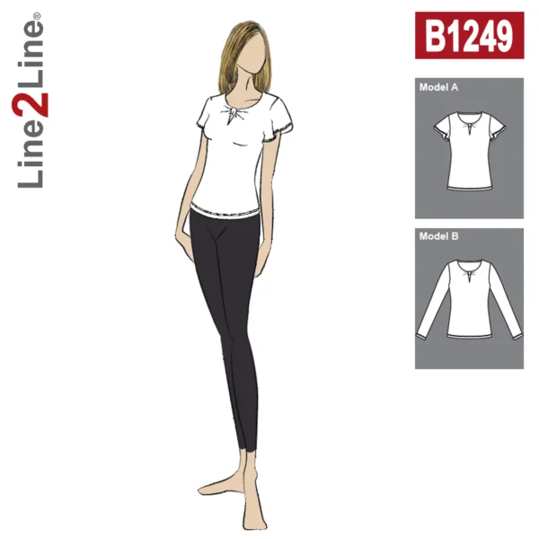 Line2Line-b1249-Bluse med knudeeffekt og vingeærme.