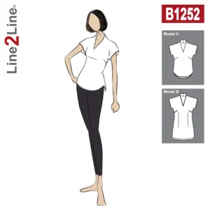 Line2Line-b1252- Flagermus bluse med ståkrave - fast.