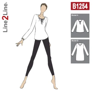 Line2Line-b1254-Bluse med rynker og slids - fast