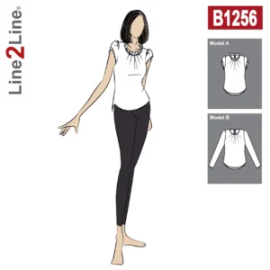 Line2Line-b1256-Bluse med læg og puf tulipanærme.