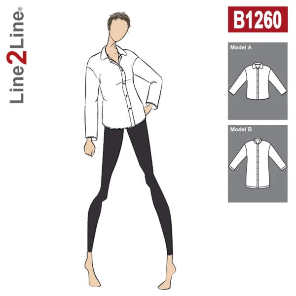 Line2Line-b1260-Skjortebluse med sænket skulder