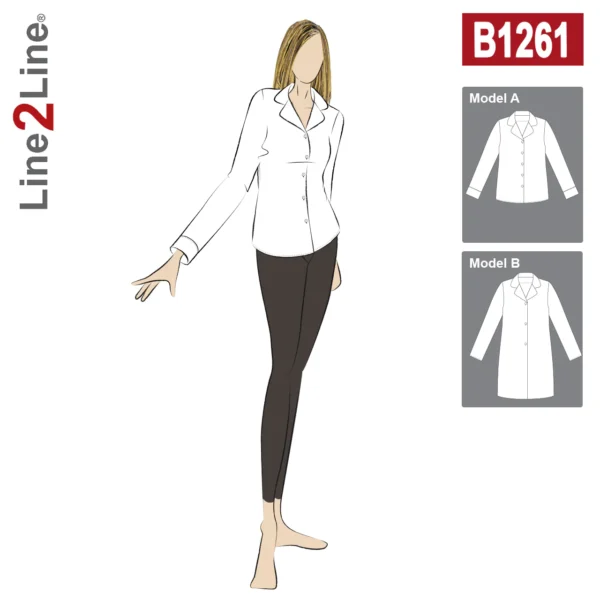Line2Line-b1261-Skjorte med revers og manchetter.