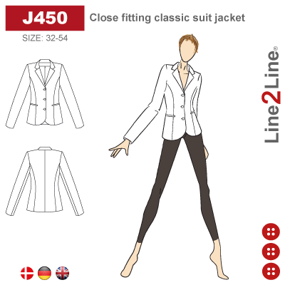Line2Line-j450-Tætsiddende klassisk habitjakke.