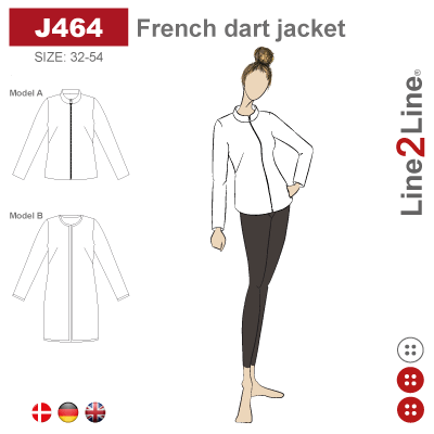 Line2Line-j464-Jakke med skrå brystindsnit - Fast