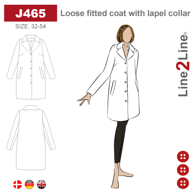 Line2Line-j465-Løs frakke med stor reverskrave.
