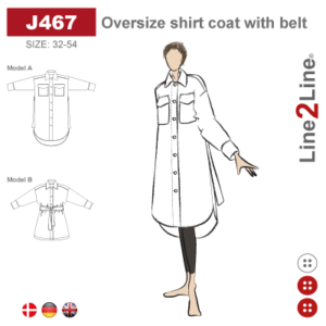 Line2Line-j467-Oversize skjortefrakke med bælte.