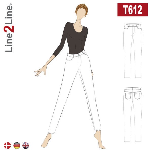 Line2Line-T612-Tætsiddende Jeans - Straight H.