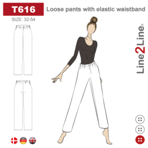 Line2Line-T616-Løs buks med elastik i taljen - fast.