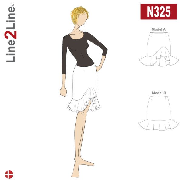 Line2Line-N325-Nederdel med volant og belægning.