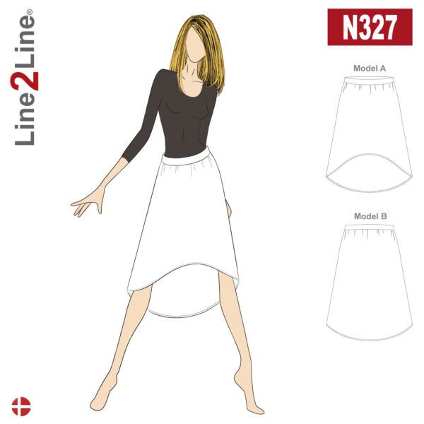 Line2Line-N327-Nederdel med A-facon og elastik