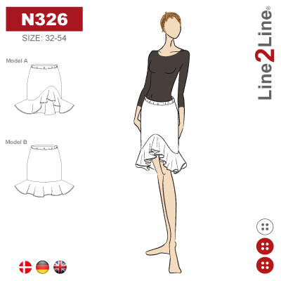 Line2Line-N326-Nederdel med volant og elastik.