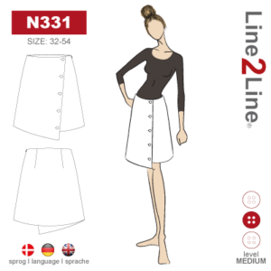 Line2Line-N331-Asymmetrsk nederdel med knapper.