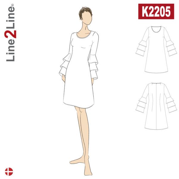 Line2Line-K2205-Kjole med volant ærmer-fast