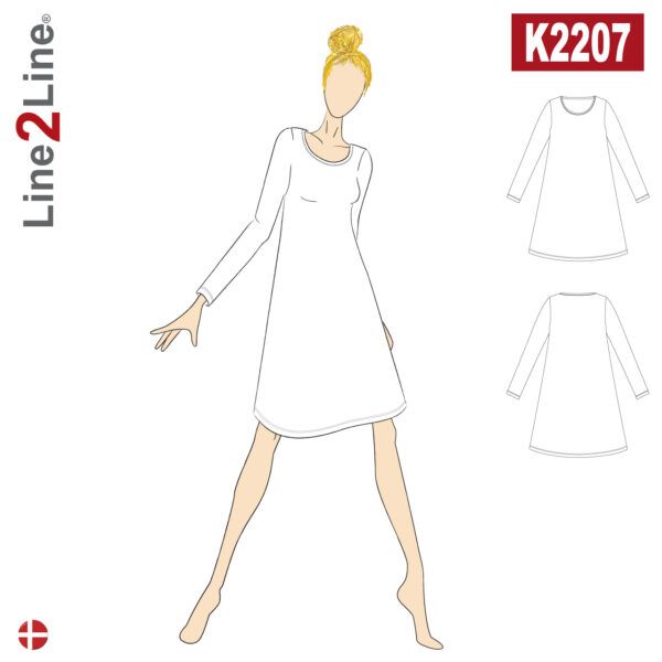 Line2Line-K2207-Kjole med A-facon - stræk