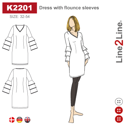 Line2Line-K2201-Kjole med volant ærmer - stræk