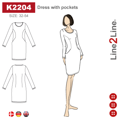 Line2Line-K2204-Kjole med lommer ud i et - stræk