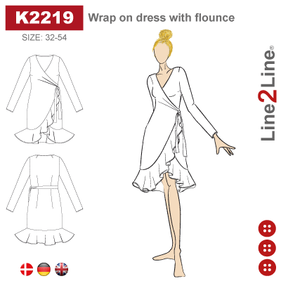 Line2Line-k2219-Slå om kjole med volant - fast