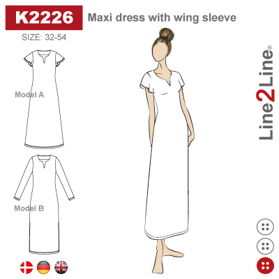 Line2Line-k2226-Maxikjole med vingeærme