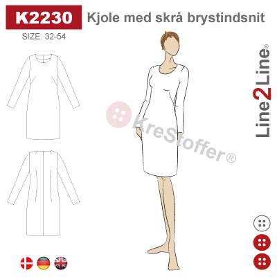 Line2Line-k2230-Kjole med skrå brystindsnit - fast