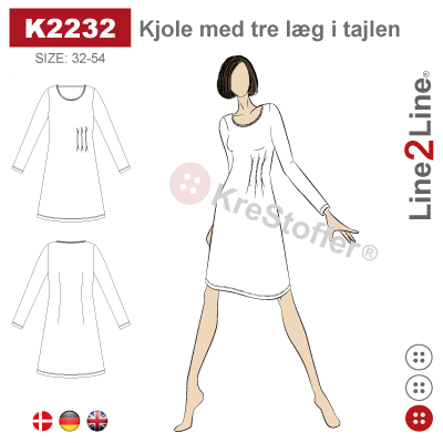 Line2Line-K2232-kjole med læg i taljen - stræk