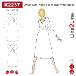 Line2Line-K2237- Taljeskåret kjole med slå-om effekt