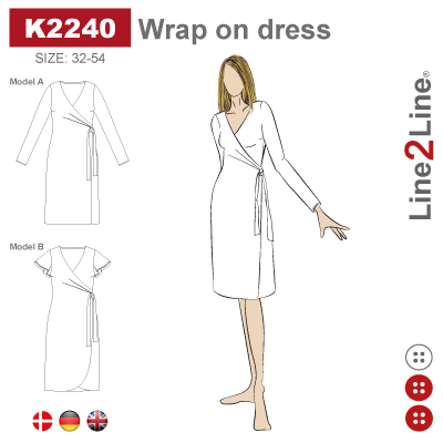Line2Line-K2240- Slå om kjole med læg - fast