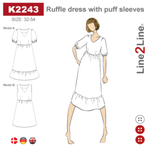 Line2Line-K2243- Kjole med flæser og pufærmer - fast