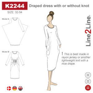 Line2Line-K2244- Draperet kjole med eller uden knude