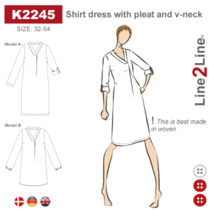 Line2Line-K2245-Skjortekjole med læg og v-hals