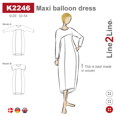 Line2Line-K2246-Maxi ballonkjole med skæringer