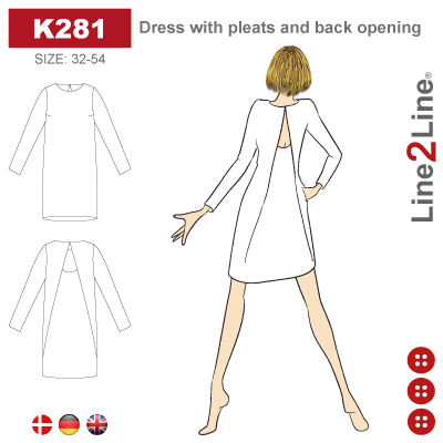 Line2Line-K281-Kjole med læg og hul i ryggen - fast