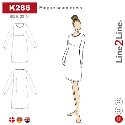 Line2Line-K286-Kjole med empiresnit - stræk