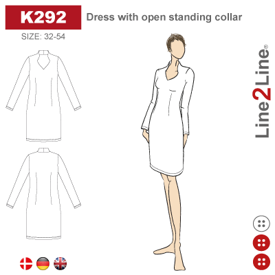Line2Line-k292-Kjole med åben ståkrave - stræk