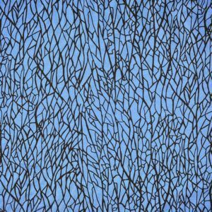 Bomuldsjersey i koboltblå med sort mønster øko-tex 100.