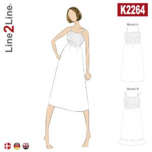 Line2Line-K2264-Smocksyet kjole med stropper - fast