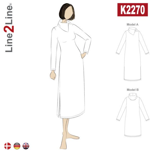 Line2Line-K2270-Kjole med stor krave - stræk